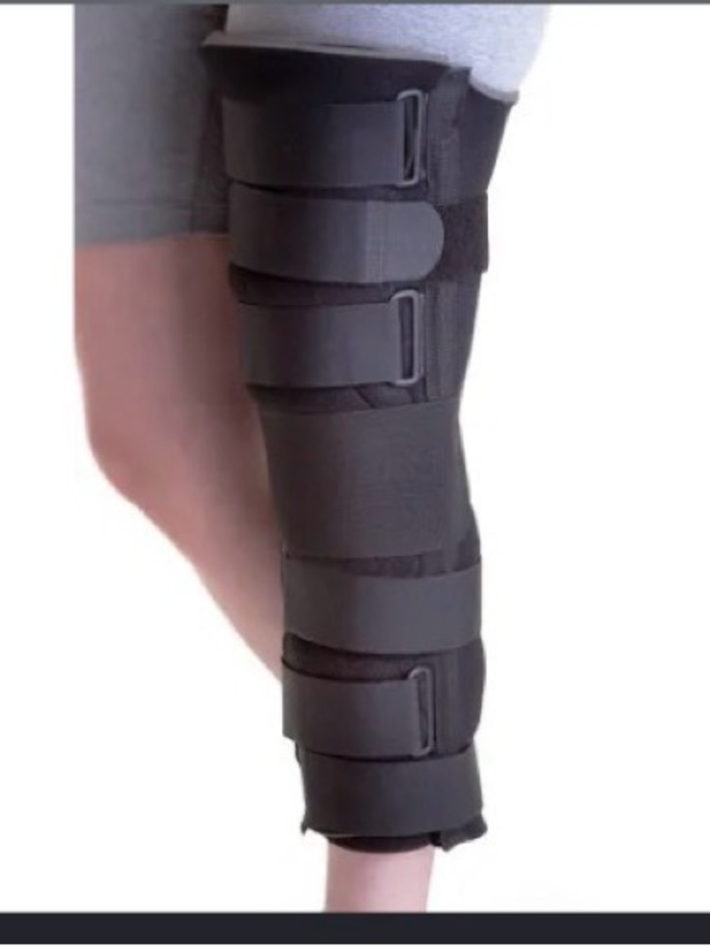 Black Adjustable Knee Immobilizer Brace - Support and Stabilization